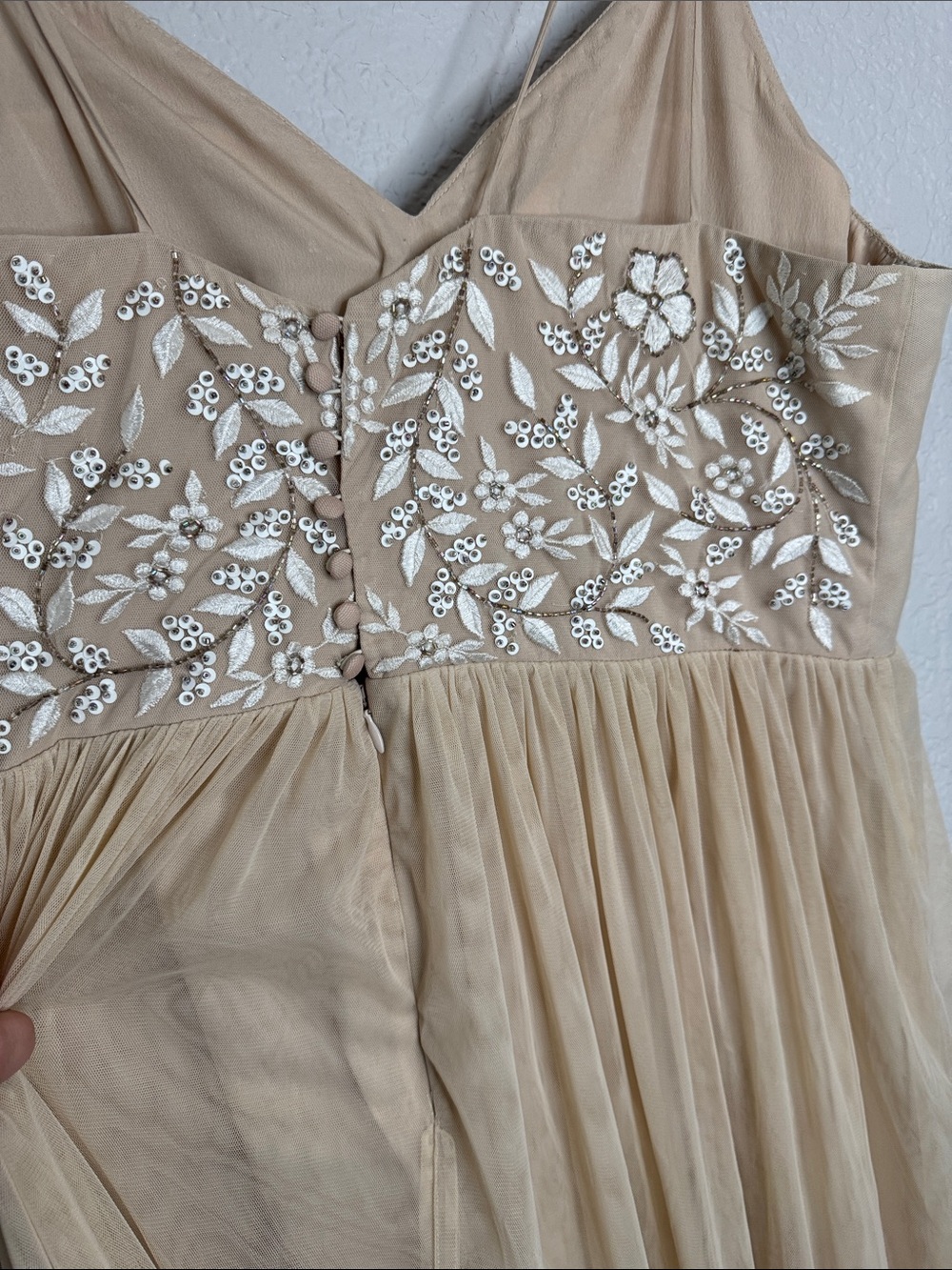 BHLDN Anthropologie Elowen Beaded Gown Dress Size 18 Plus Size Champagne Formal - Picture 6 of 9